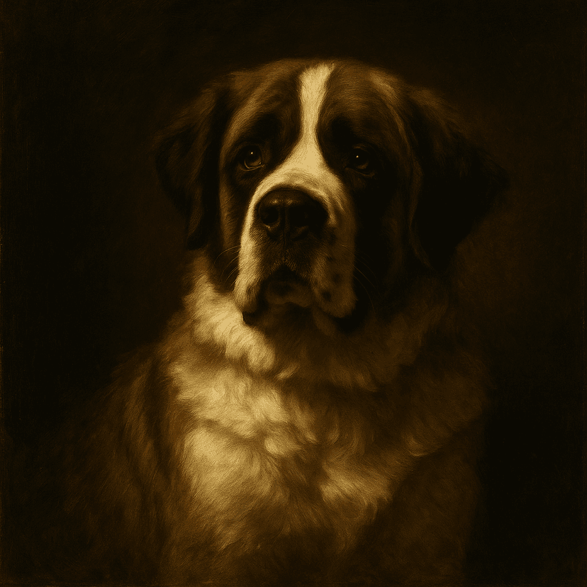 Finished Old Master portrait of a St. Bernard