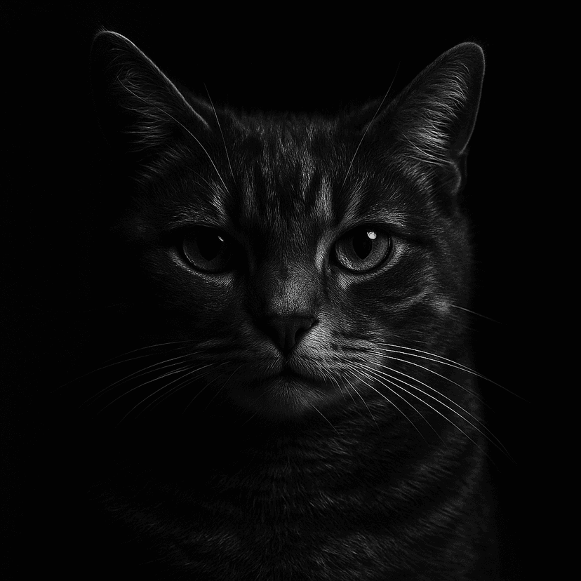 Finished Noir portrait of a grey tabby