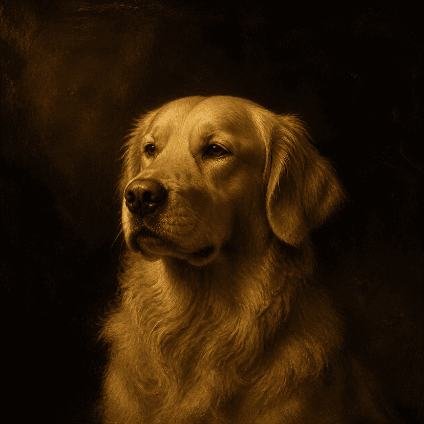 Golden retriever in the Old Master style